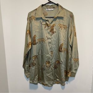 Zara cheetah button up shirt women’s size XL